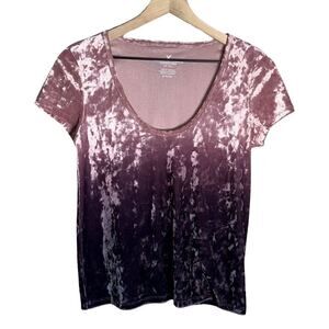 American Eagle Ombre Crushed Velvet Scoop Neck Top - Size S